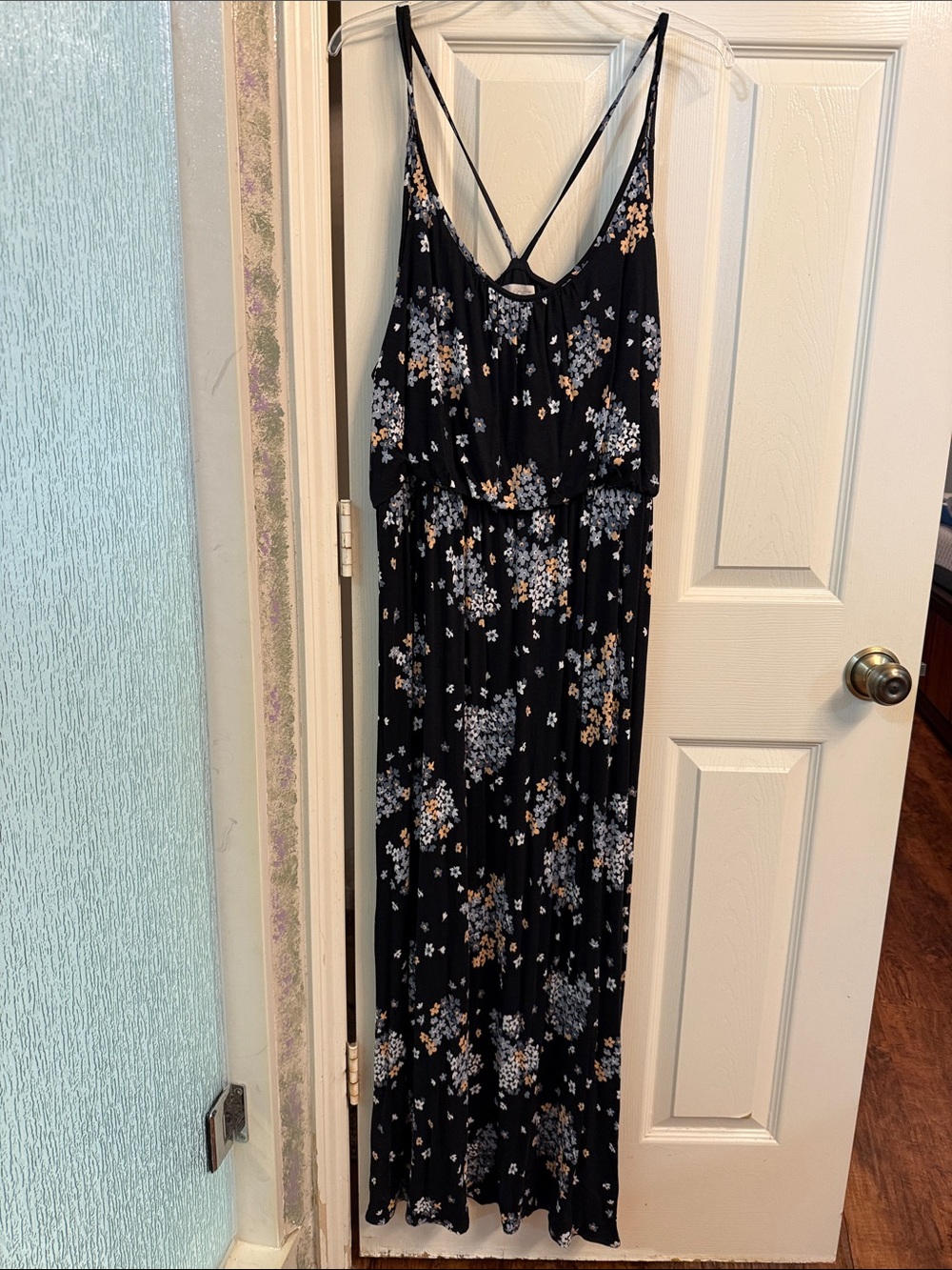 Black Floral Maxi Dress with Spaghetti Straps